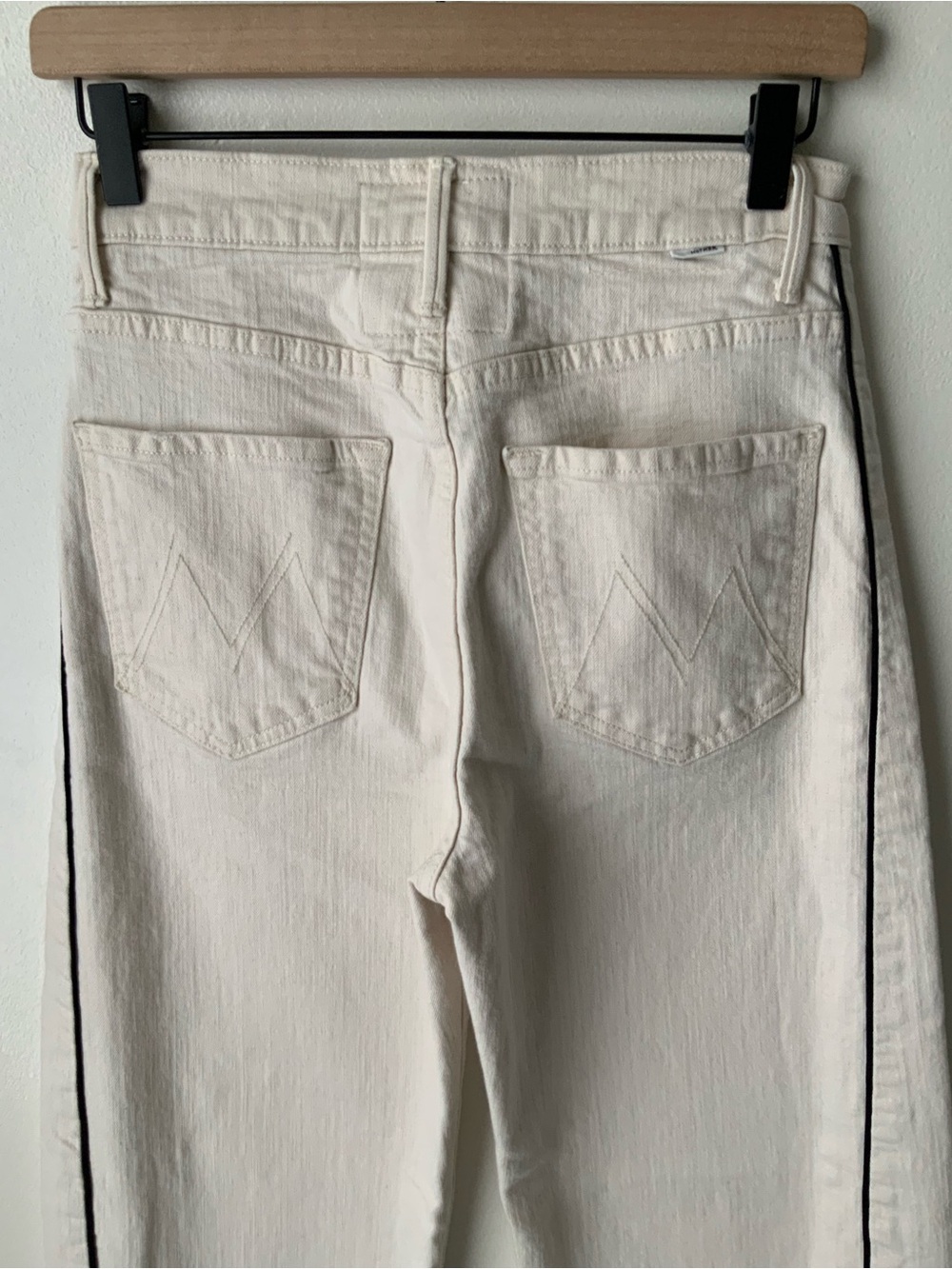 MOTHER SUPERIOR Jeans Half Piped Ankle Act Natural Cream Black Piping Size 26 - Picture 5 of 14